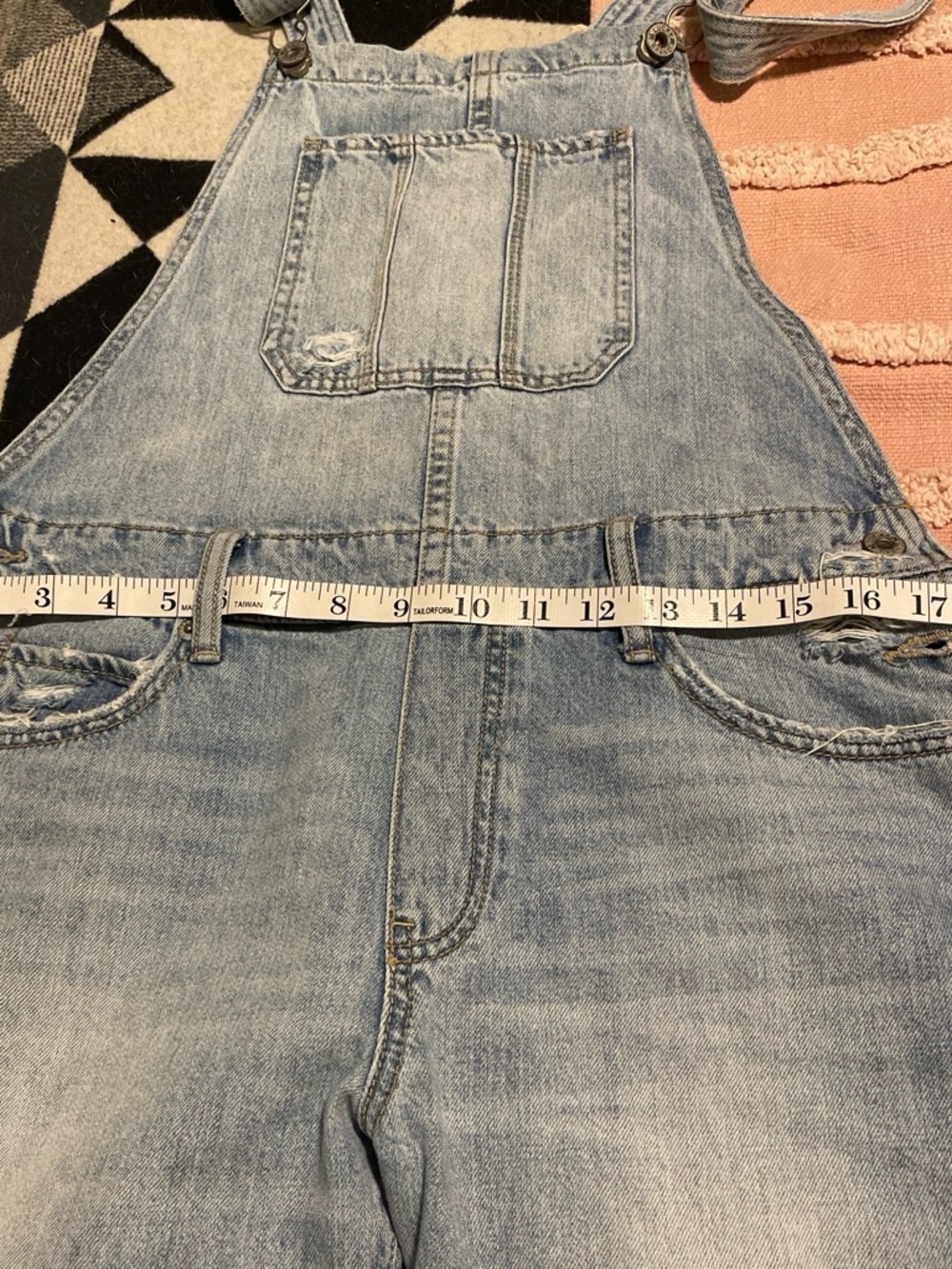 Lucky Brand Light Blue Distressed Men's Denim Overalls - Picture 4 of 5